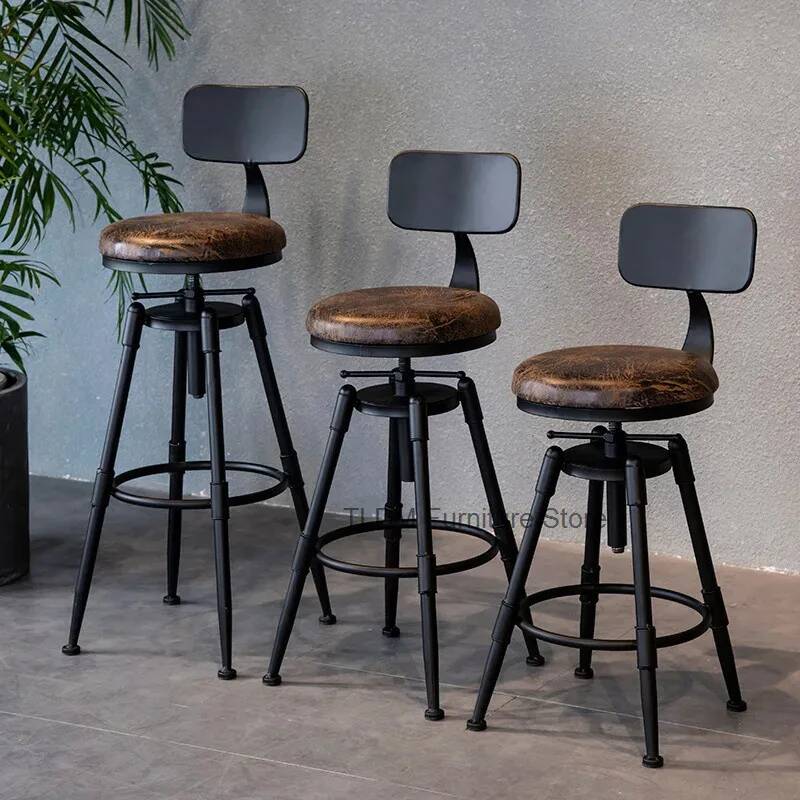 Home Bar Seating - 레트로 철제 바 의자 카운터 스툴