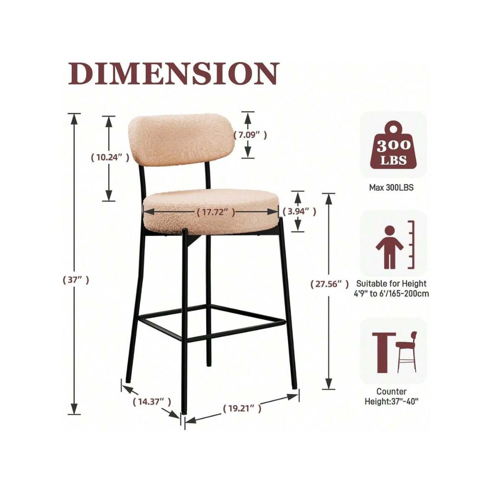 베이지 바 스툴 2개 세트, 등받이가 있는 27.56인 - Home Bar Stools 리뷰 및 가격