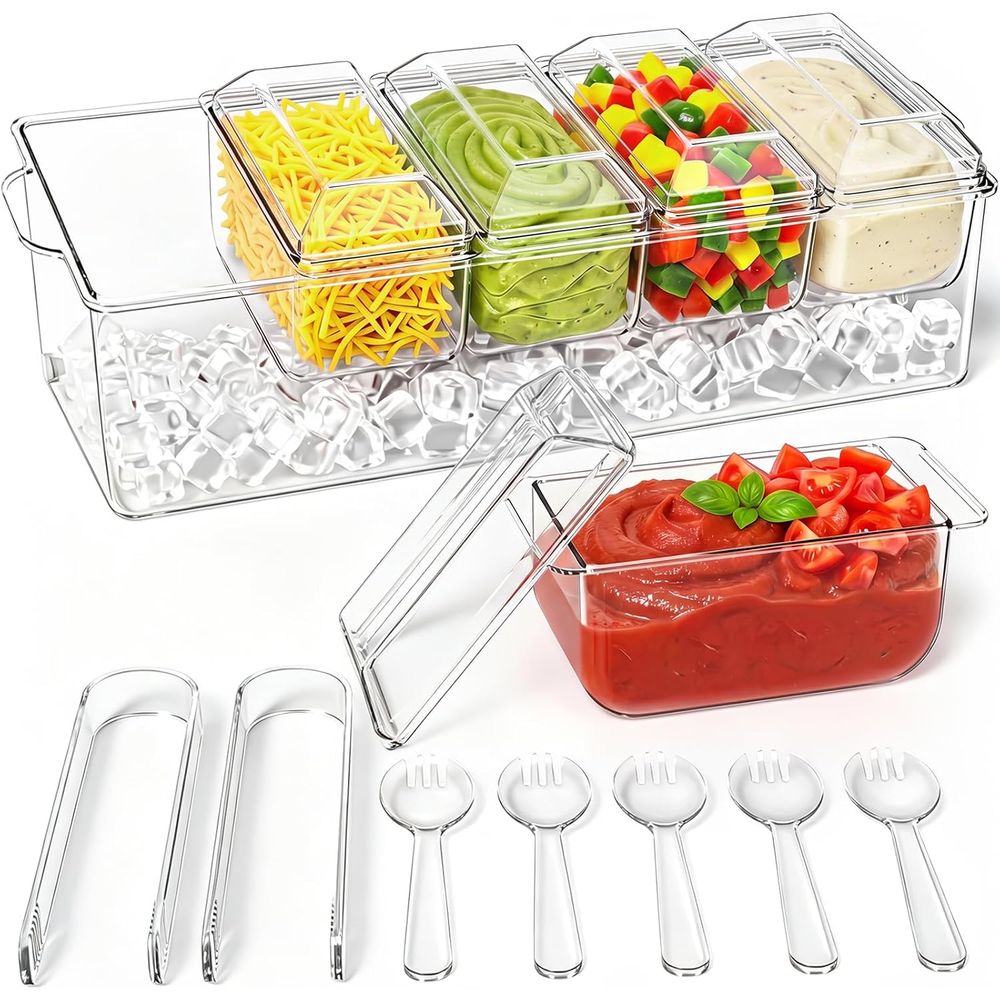 조미료 트레이, 가정, 파티, 기념 행사용 냉장 서빙  - Garnish Tray Set 리뷰 및 가격