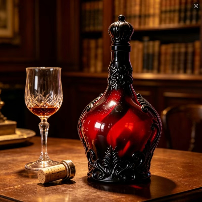 화려한 양각 크라운 글라스 디캔터 고딕 스타일 레드 블 - Home Bar Shelves 리뷰 및 가격