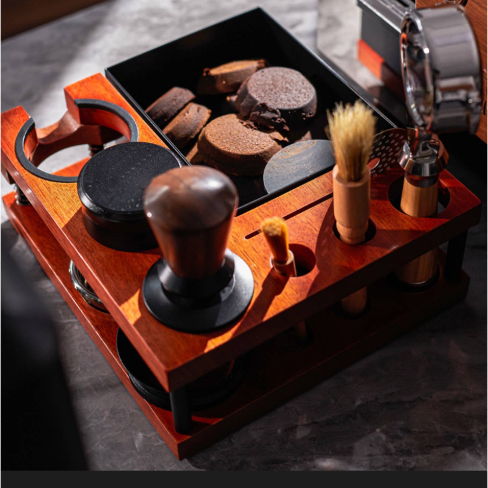 우드 탬핑 스테이션 다기능 포터필터 도크 정리대 커피  - Home Barista 리뷰 및 가격