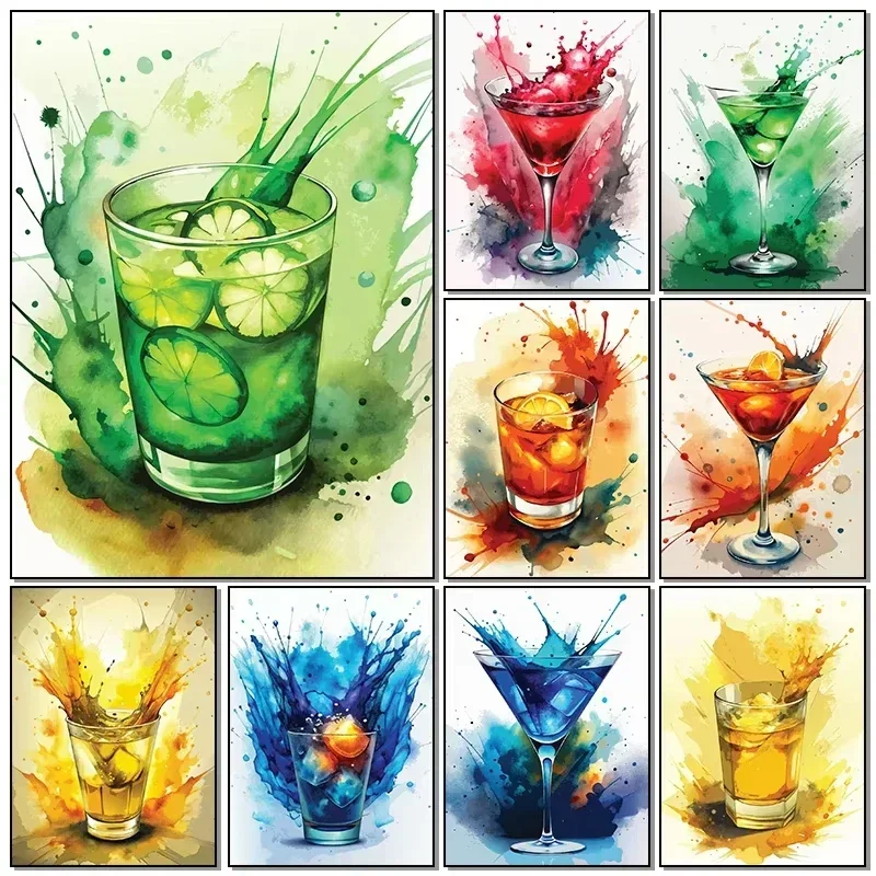 포스터 캔버스 그림 HD 인쇄 수채화 예술적 칵테일 벽 - Home Bar And Restaurant 리뷰 및 가격